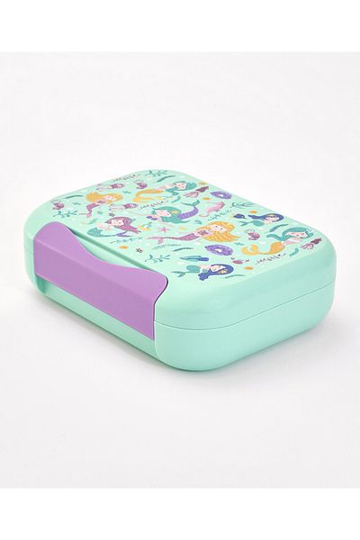 Babyhug Babyhug Lunch Box, Mermaid Theme, Leak-Resistant, 1200 mL, 22.6 x 17.6 x 7 cm - Green and Purple