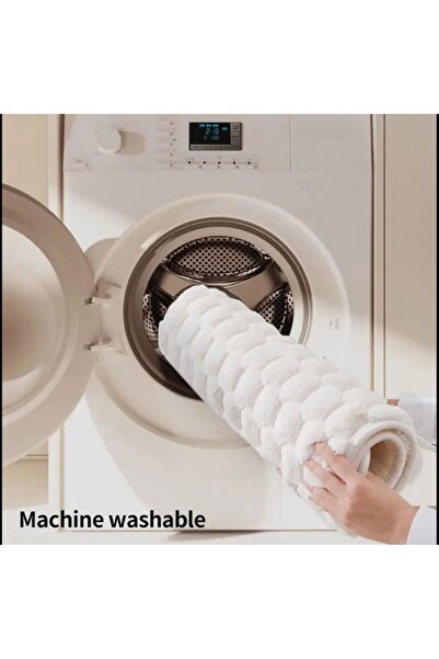 DECORA CASA HOME COLLECTİON (1Pcs) Rabbit Hair Honeycomb Pattern Non-Slip Base Bath Mat