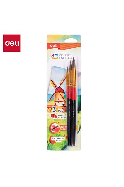 Deli EC405 Brush Set Round Nylon Hair – Ideal for Watercolor and Sketching