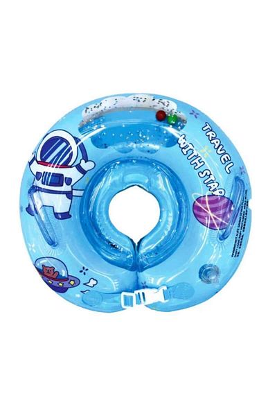jetlegelsin Safety Locked Baby Swimming Neck Ring Blue Color-2309013