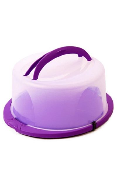 sterk Round Cake Stand with Lid and Handle Sterk, Transparent-Purple