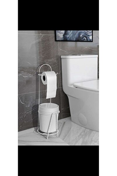 KapKacakAl Beyaz Lux Çöp Kovalı Tuvalet Kağıtlık Stantı Wc Kağıtlık Çöp Kovalı