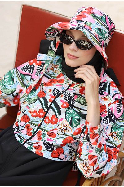 HEQA Patterned Hijab Swimsuit Calypso