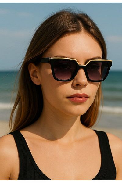 Lexi Bella Sunglasses Uv 400 Protection Gold Top Black Frame Ce Certified Women's Sunglasses