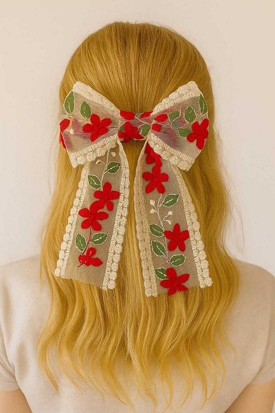 gigigiyim Flower Embroidered Ribbon Patterned Automatic Women's Buckle