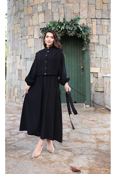Dadali Dadali Judge Collar Vested Skirt Suit Black