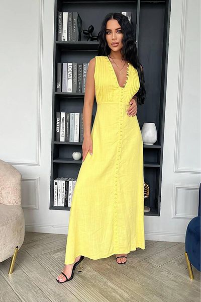 Neşeli Butik Women Button Detail Sleeveless Design Dress Nbemp2774