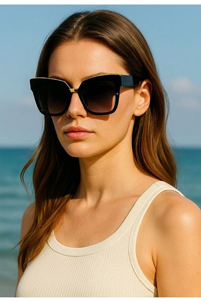 Lexi Bella Sunglasses Uv 400 Protection Gold Top Black Frame Ce Certified Women's Sunglasses