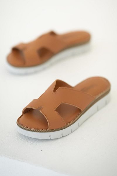 Parponi Tokyo Women's Genuine Leather Slippers Tan