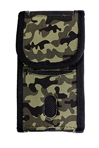 Karışık Military Patterned Vertical Case Attached to the Belt Large Size Velcro Fabric 17X8 cm