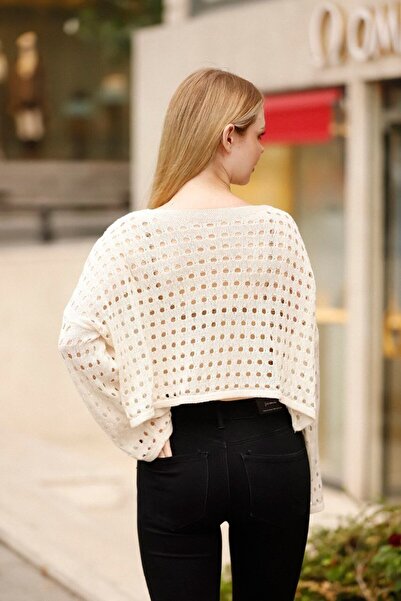 MADAMMERY Perforated Thin Knitwear Casual Women's Buca Blouse