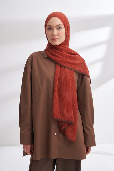 ARMANDA Muslin Piping Shawl - Tile