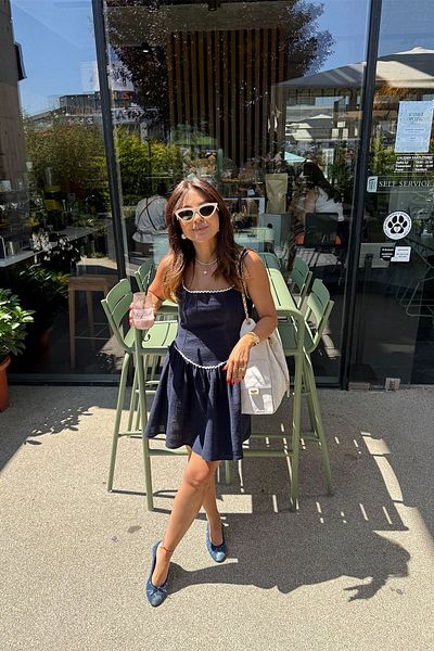 Özge Özgenç Thick Strap Piping Dress