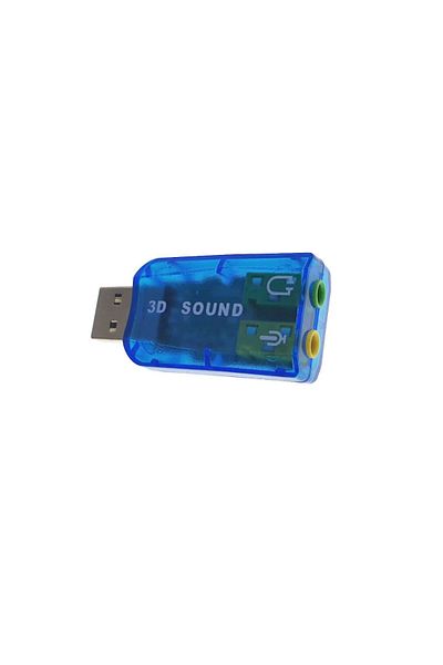 OEM USB sound card, 3D Sound, 1x 3.5mm jack microphone input and 1x 3.5mm jack stereo audio output