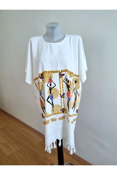Milenam Authentic Pattern Bamboo Fabric Tunic Pareo Summer Dress