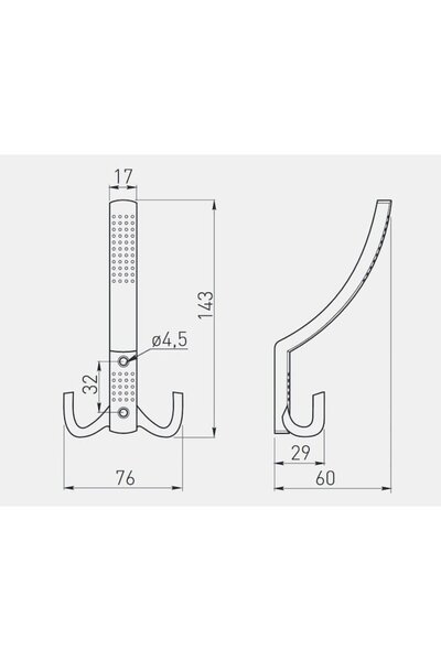 OEM Cuier pentru mobila K23, 3 brate, aluminiu mat