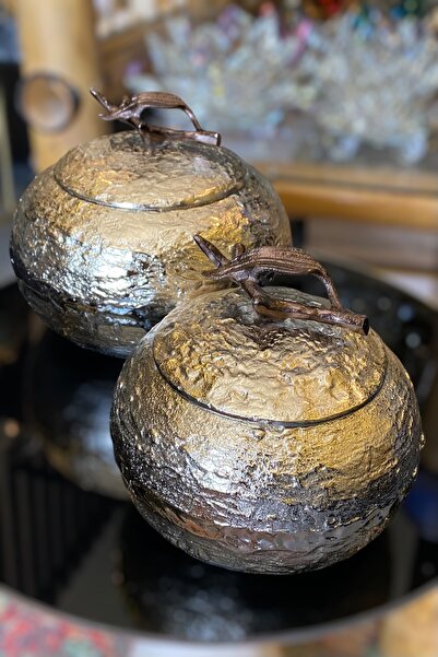 LEMİ DEKORASYON Döküm Yaprak Detaylı Gümüş Dekoratif Tombul Kutu