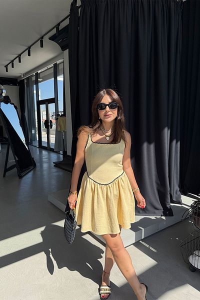 Özge Özgenç Thick Strap Piping Dress