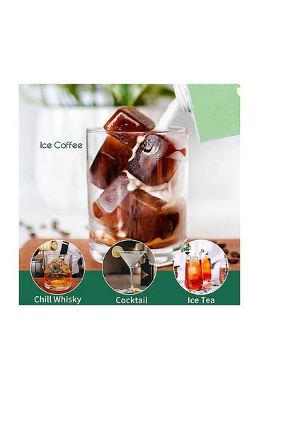 DOQAUS Set of 2 Doqaus ice cube molds, 1 set of square ice cube molds L 4.5 cm, 1 set of round ice cube molds