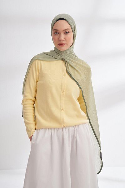 ARMANDA Muslin Piping Shawl - Linen Green
