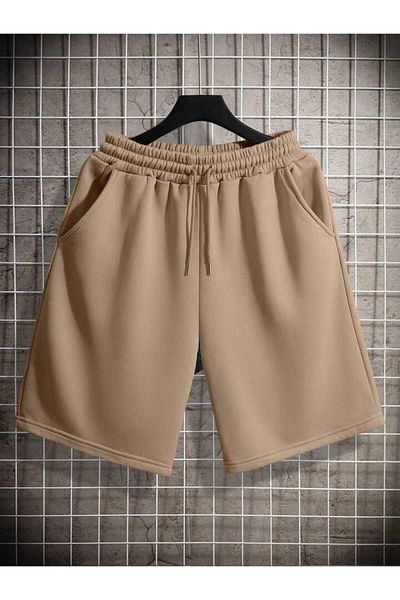 SEDA IŞIKLAR Unisex γυναικείο/ανδρικό μονόχρωμο κοντό χτενισμένο βαμβακερό σορτς