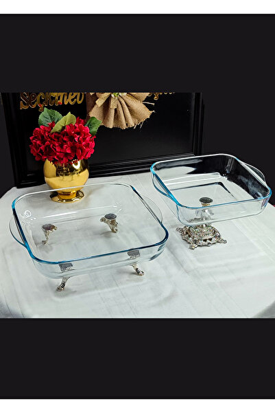 SEÇKİNEV Diamond 2 Parça Gümüş Ayaklı Sunum Set