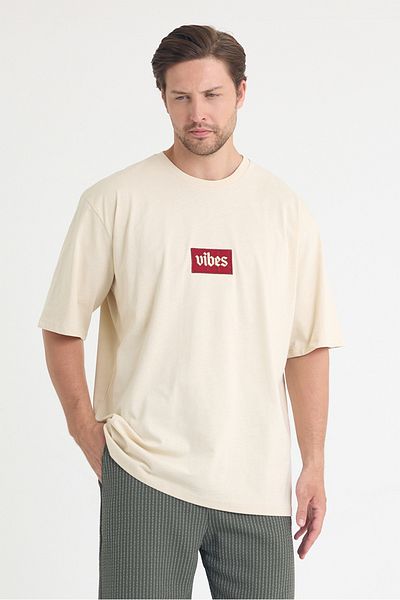 gothamvibes Ανδρικό μπλουζάκι Relaxed 003 Oversize Cream