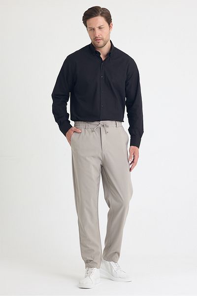 gothamvibes Men's Gray Jogger Fabric Trousers