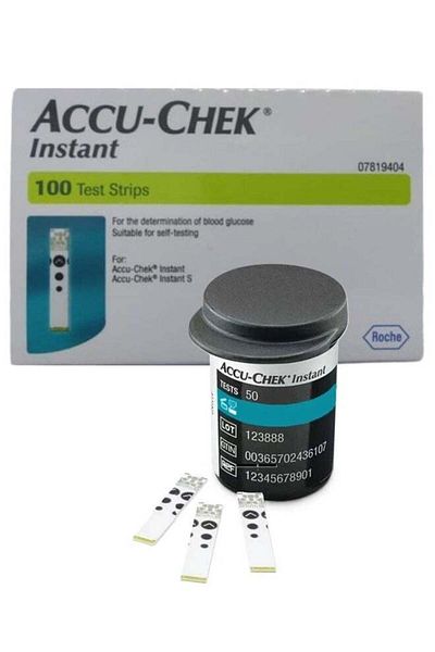Accu Chek شرائط اختبار سكر الدم أكيو تشيك الفورية - عبوة من 100 شرائط