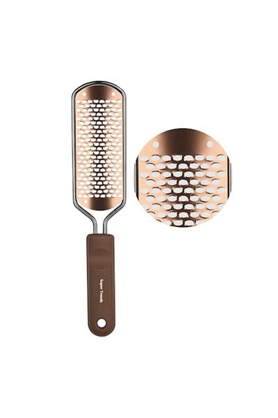 TrioStore Professional Metal Heel File, ABS/Stainless Steel, Removes Dead/Dry Skin, Brown/Gold