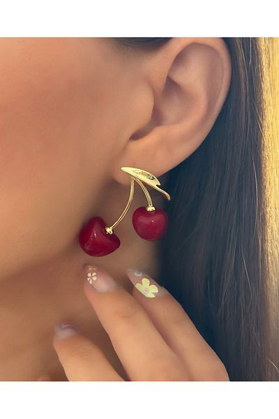 AychaAksesuar Steel Vip Series Cherry Earrings