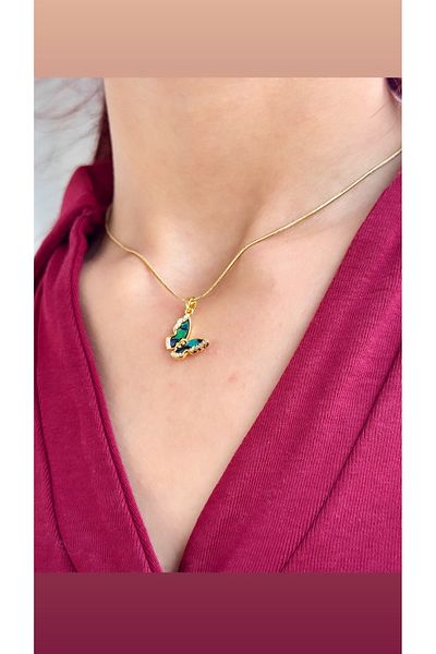 İNN JEWELLERY Stainless Steel Necklace with Butterfly Figure (2 YEARS IMPORTER GUARANTEE)