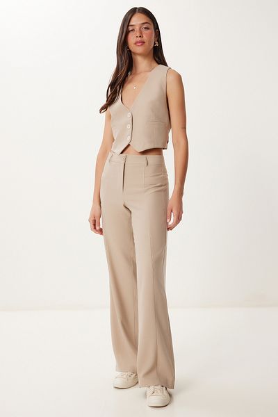 Happiness İstanbul Women's Beige Woven Vest Pants Suit Fn03463