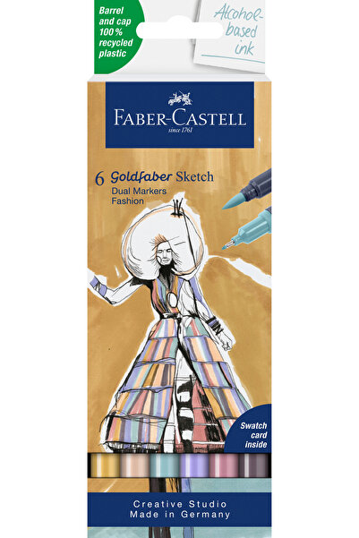 Faber Castell Goldfaber Sketch Marker Fashion 6'lı Set,Çift Fineliner Uçlu