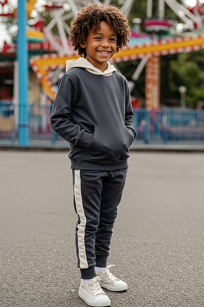 TRENDYOLKIDS Fiú antracit pamut kötött öltöny - TKDAW25AU00062