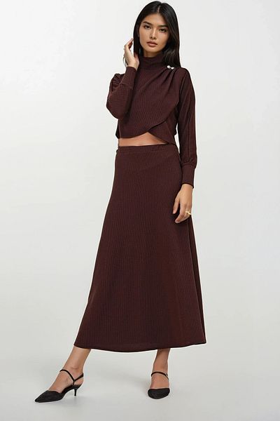 Trend Alaçatı Stili Women's Brown Under-Upper Set Alc-X12814