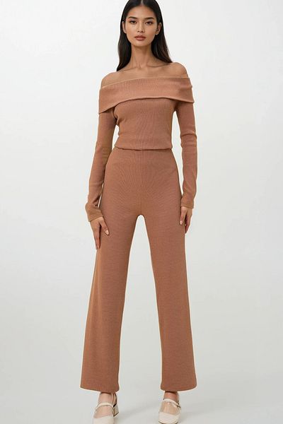 Trend Alaçatı Stili Madonna Collar Biscuit Camisole Set - Blouse and Pants Alc-X13060