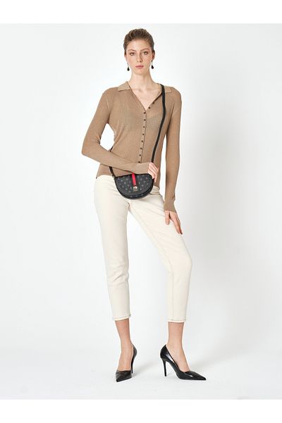 Pierre Cardin Geantă de umăr încrucișată pentru femei Black Monogram 05po25y1884