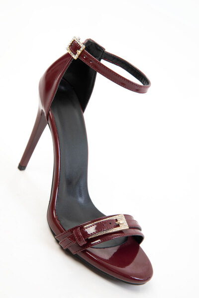 SOHO Burgundy Patent Leather Women's Classic Heeled Shoes 20731