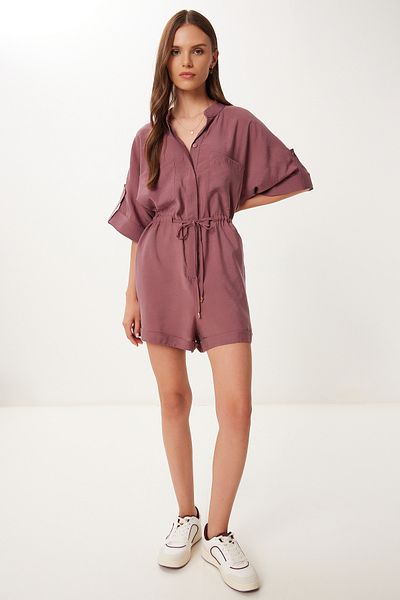 Happiness İstanbul Salopetă scurtă modal pentru femei Dark Dusty Rose cu buzunare BV00153