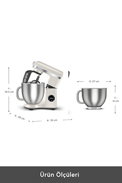 Karaca Mastermaid Chef Ultra D2000W Dijital Ekranlı Hamur Yoğurma Makinesi Starlight 7L