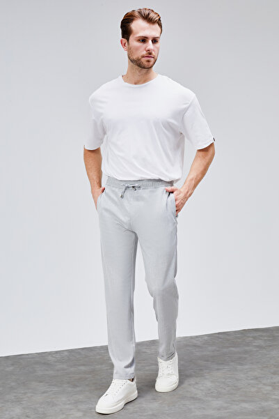 HLT JEANS Чоловічі сірі штани Relaxed Fit з кишенями з боків, еластичним поясом, шнурком і подвійними штанинами BOLT-1998