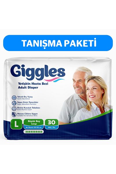 giggles Adult Tie-On Patient Diaper, Patient Diaper Size L (Large) Pack of 30