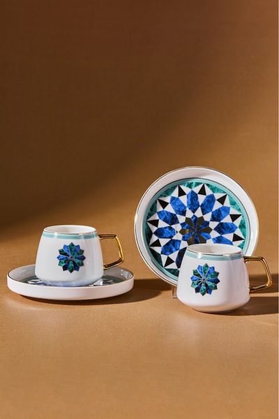 Karaca Std Roman Set of 2 Coffee Cups - 90 ml Classic