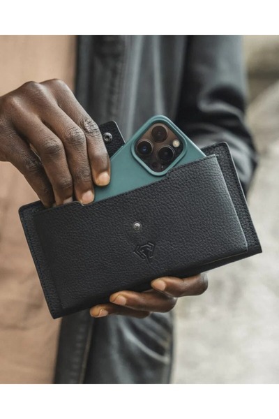 Fil Deri Genuine Leather Men's Wallet with Handle and Phone Compartment Long Black Color 2040