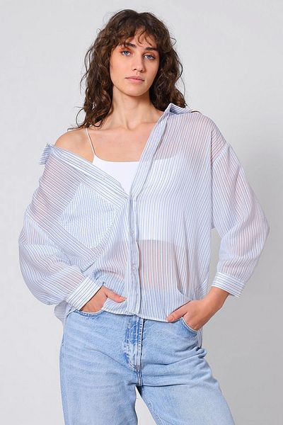 Trendyol Collection Blue Striped Shirt Twoss25Go00171