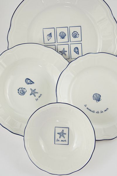 Trendyol Collection Zestaw 16-częściowych porcelanowych misek/koryt/ciast/talerzy do marynowania TPHSS25TBK00025