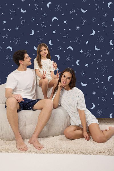 Trendyol Collection Γυναικείο σετ πιτζάμες από λευκό βαμβακερό Galaxy THMSS25PT00334