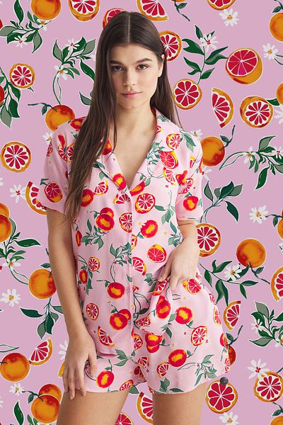 Trendyol Collection Pink-Multicolor Printed Shally Woven Pajamas Set Thmss25Pt00040