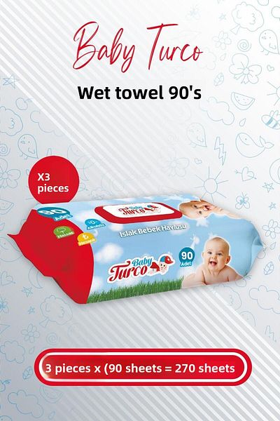 Baby Turco مناديل مبللة للأطفال 90 × 3 قطع (270 ورقة)